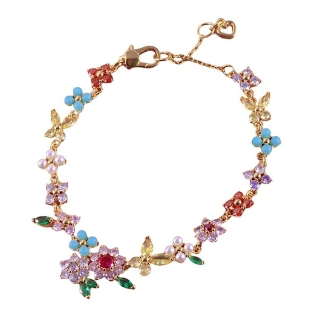 🌸▪️Kate Spade▪️ New York New Bella  Bloom Rhinestone Flower Statement bracelet - Picture 2 of 4